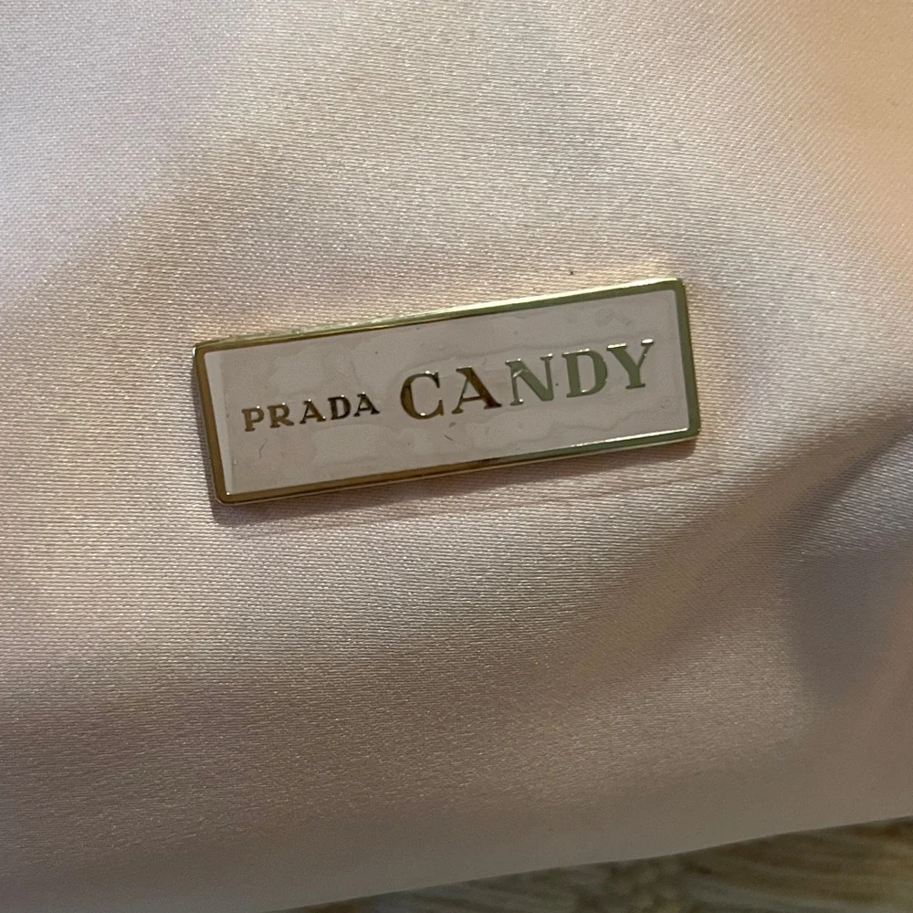 NWOT Prada Blush Pink & Black Satin Cosmetic Case